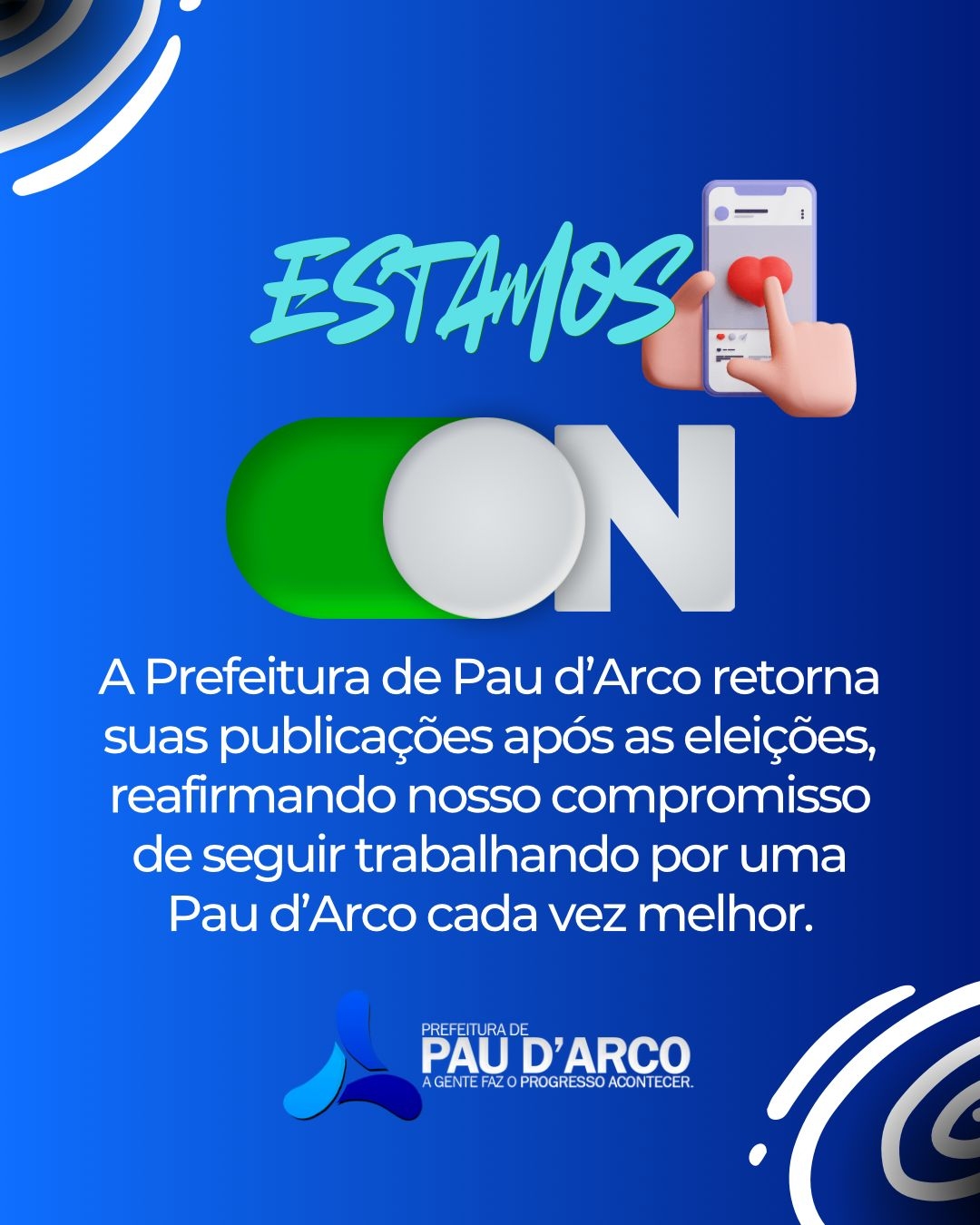 A Prefeitura de Pau d’arco retorna suas publicações após as eleições